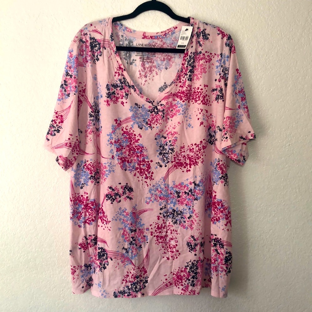 🆕 Lane Bryant Floral Pink Print Tee Plus Size Top